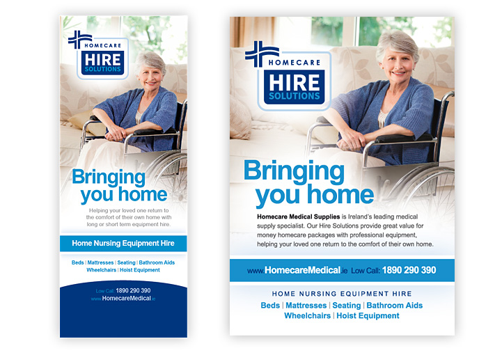 Hire Solutions banner stand and advertising design